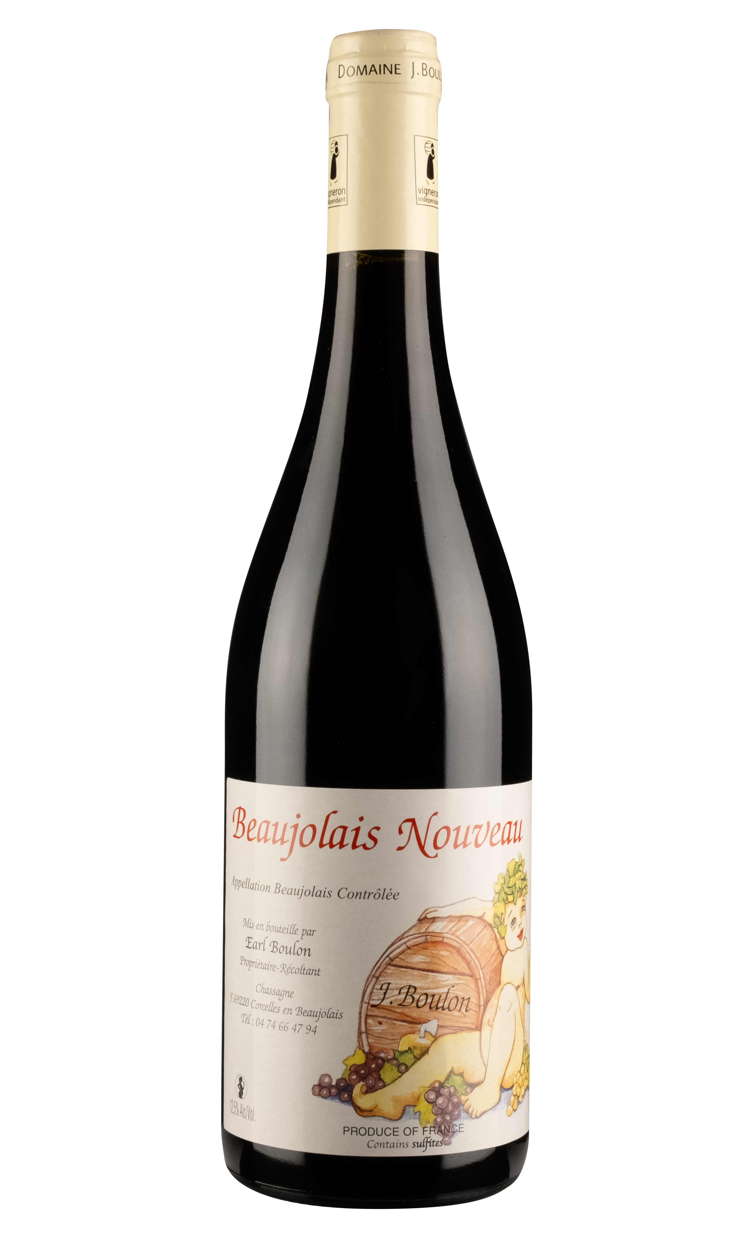 Illustration d'une bouteille de Beaujolais Nouveau